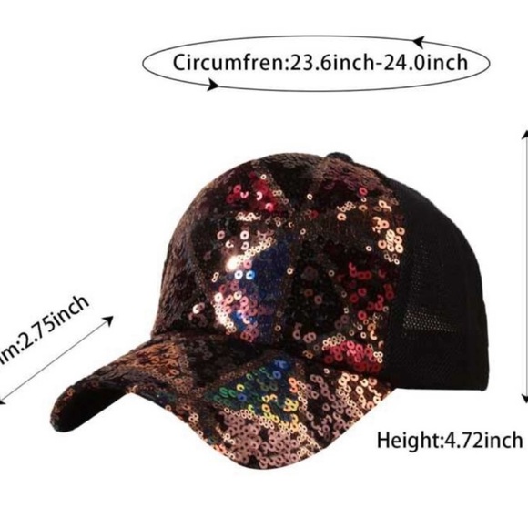 Sequin Baseball Cap. MULTI or CHEETAH Adjustable Back Closure. Fall Colors  NEW - Picture 4 of 9
